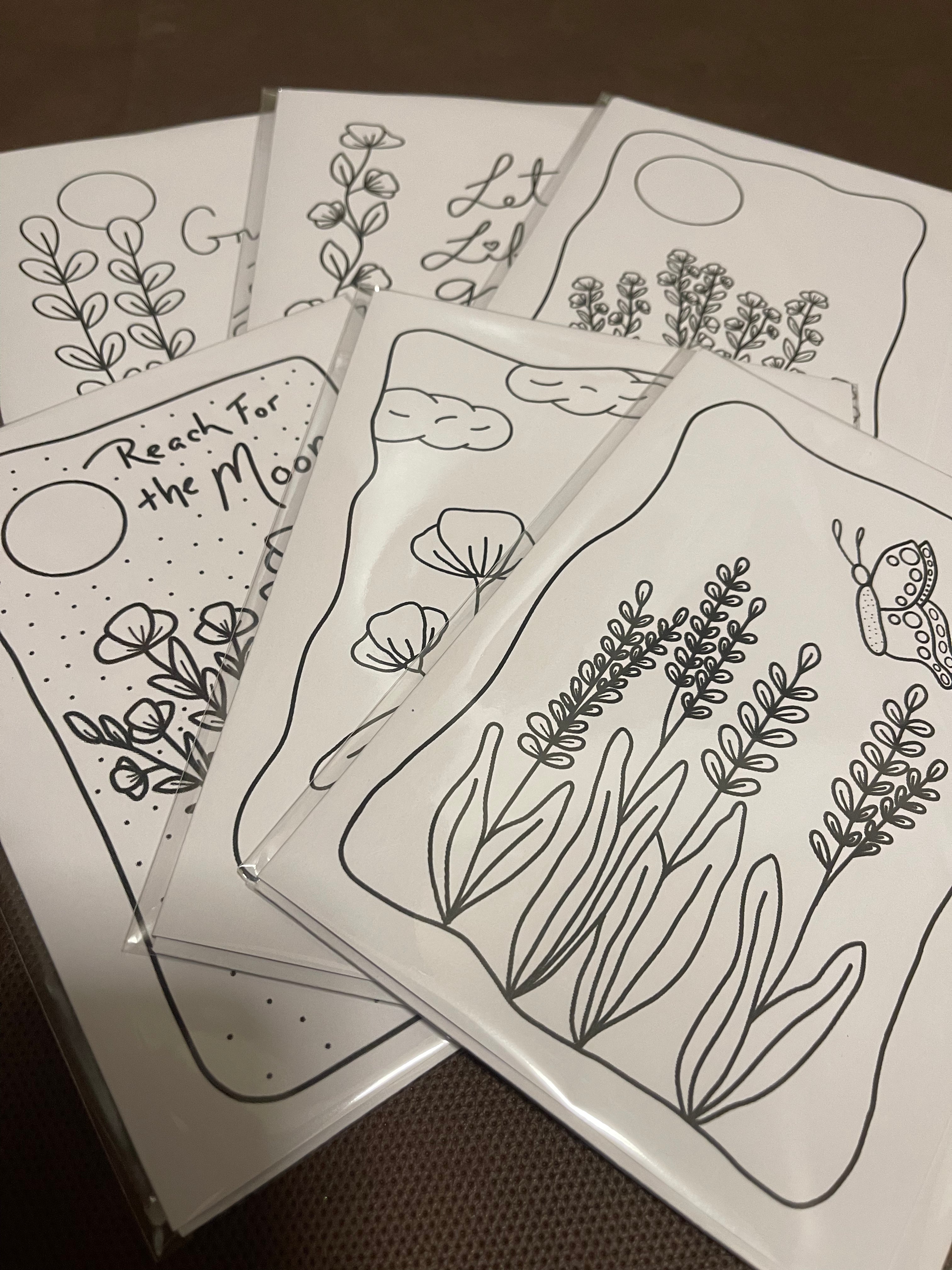 Reach for the Moon Coloring Greeting Cards