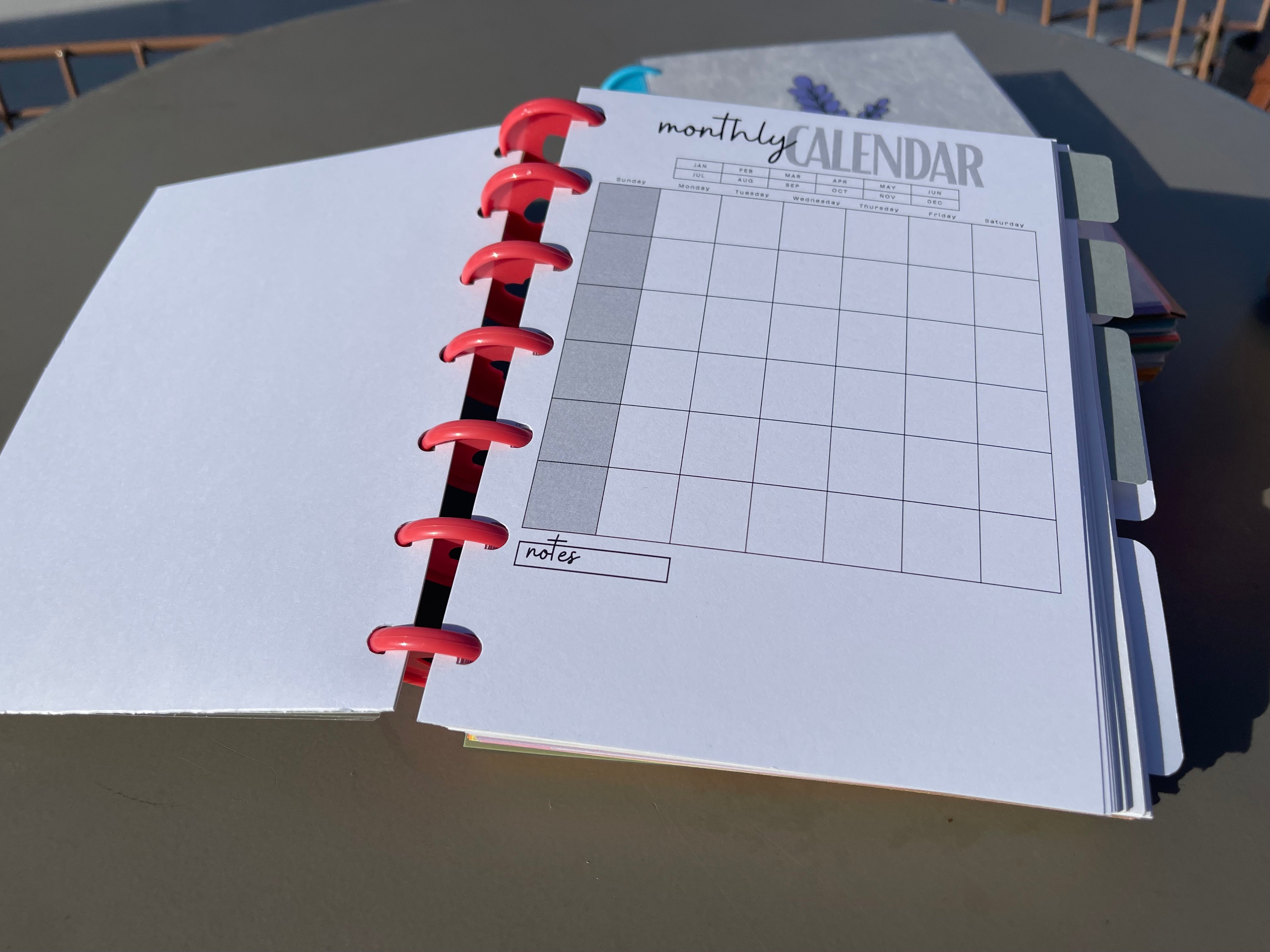 Monthly Planner Insert Pack – 5x7 Disc Bound