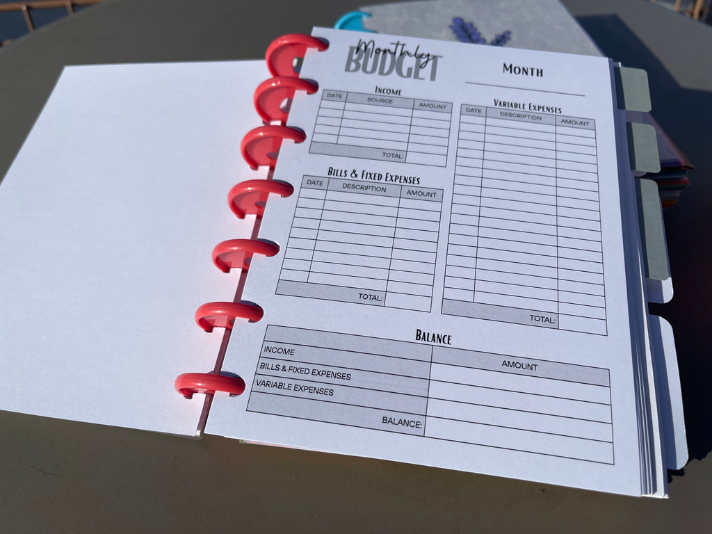 Monthly Planner Insert Pack – 5x7 Disc Bound