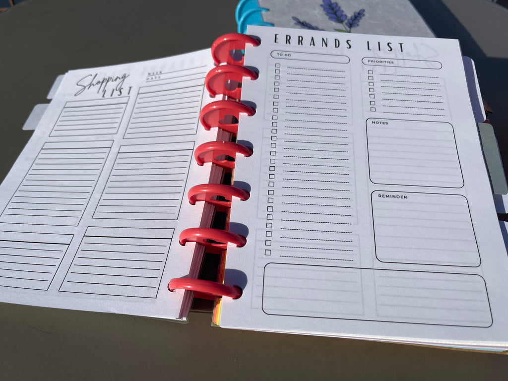 Errand & Shopping List Inserts – 5x7 Disc Bound