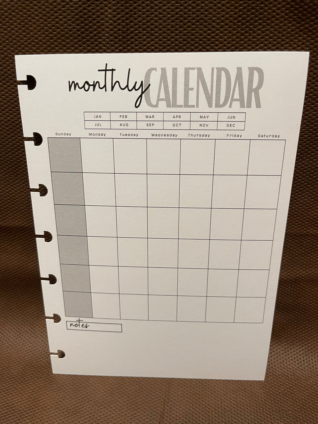 Monthly Planner Insert Pack – 5x7 Disc Bound