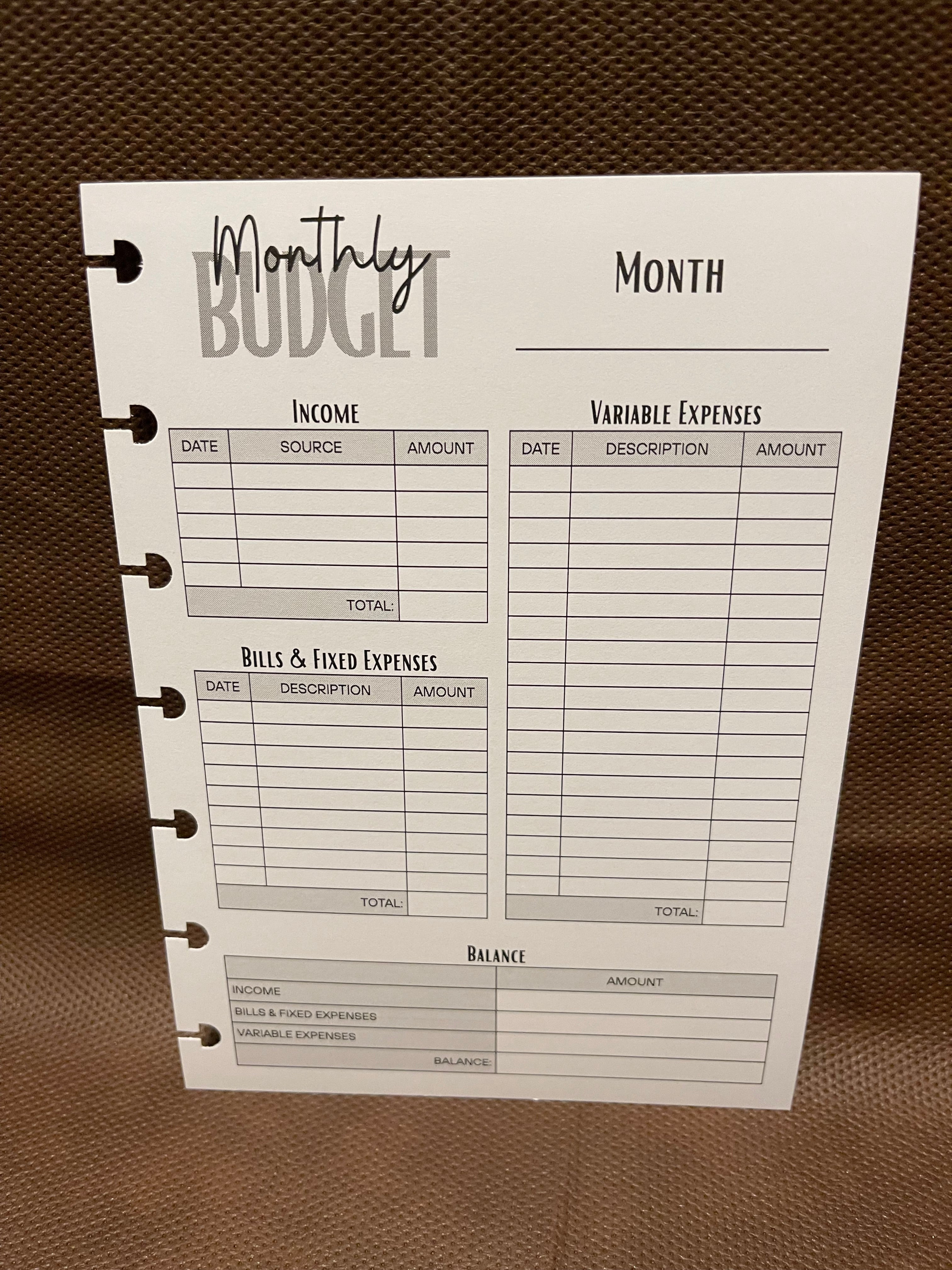 Monthly Planner Insert Pack – 5x7 Disc Bound