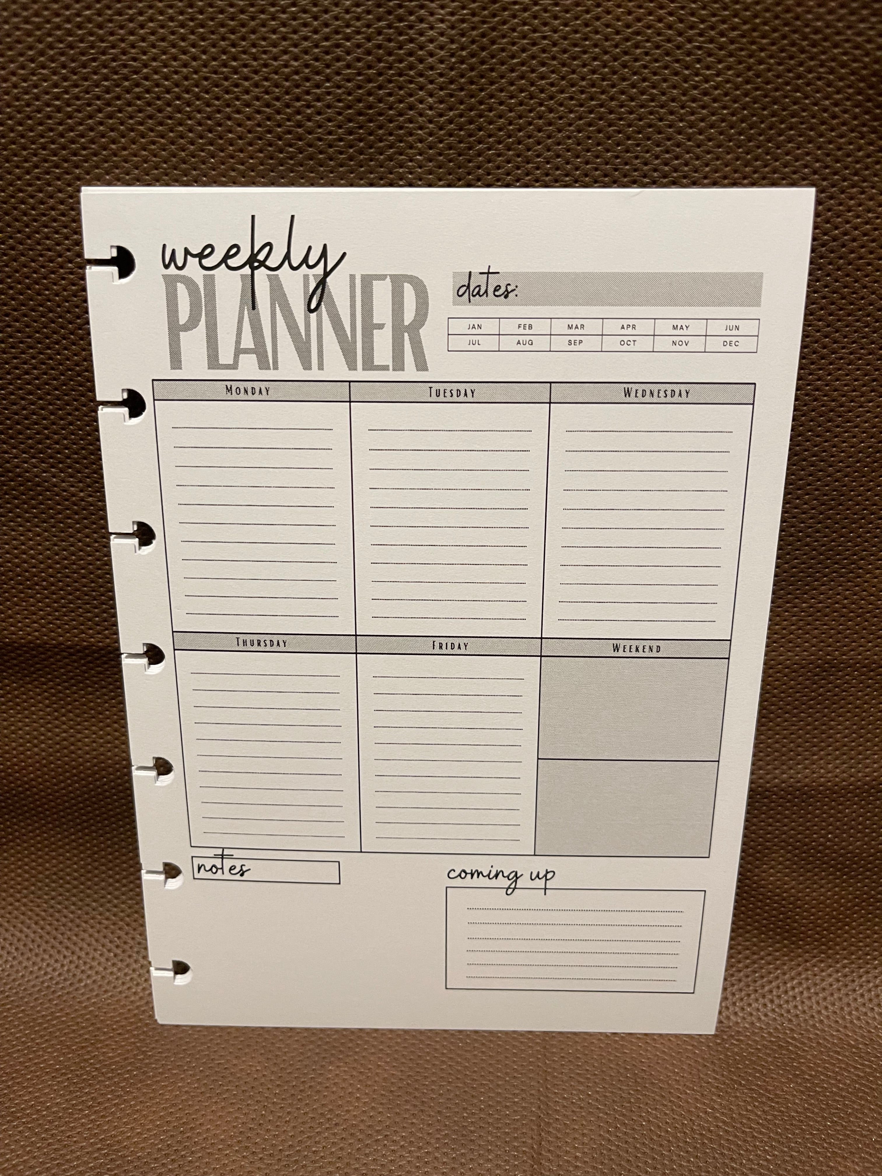 Monthly Planner Insert Pack – 5x7 Disc Bound